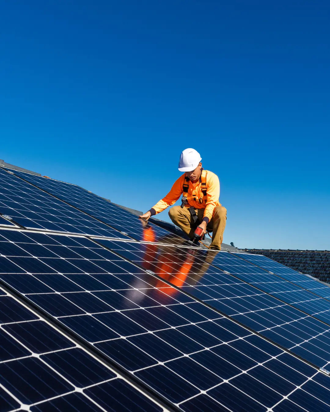 Técnico revisando páneles solares