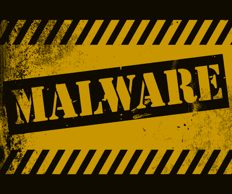 Malware banner mostrado como cinta de advertencia